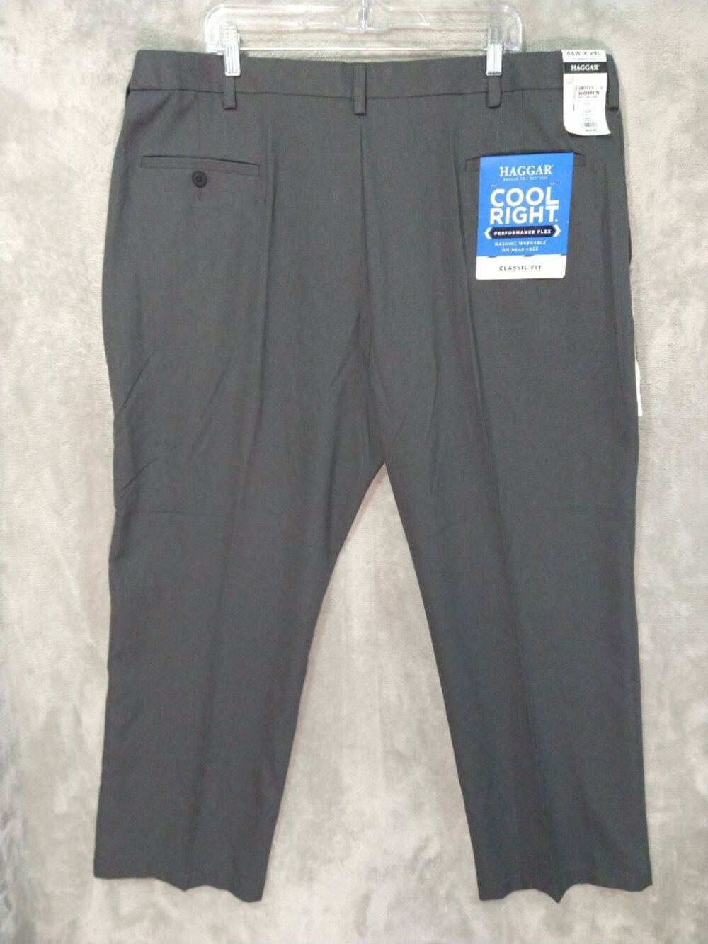 Haggar Dress Pants Mens 44x29 Gray Cool Right Performance Flex Classic Fit Flat - Picture 2 of 10
